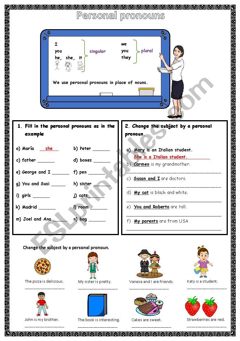 Personal Pronouns worksheet