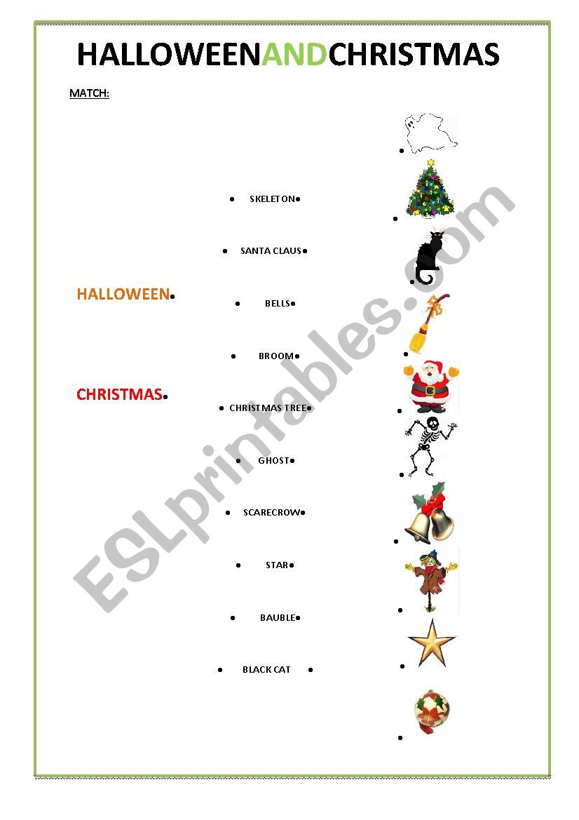 Christmas and Halloween vocabulary