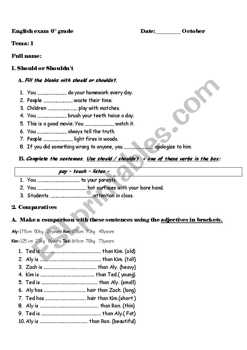 examen should and comparatives