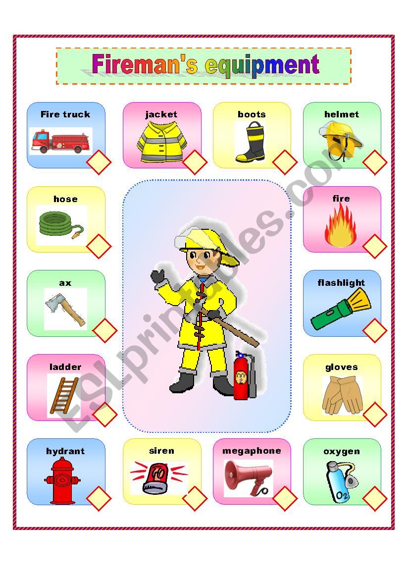 firemanÂ´s equipment  worksheet