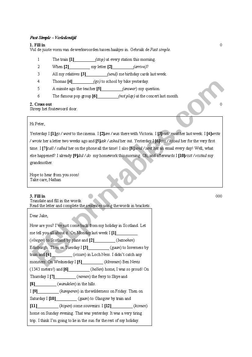 past simple exercises worksheet