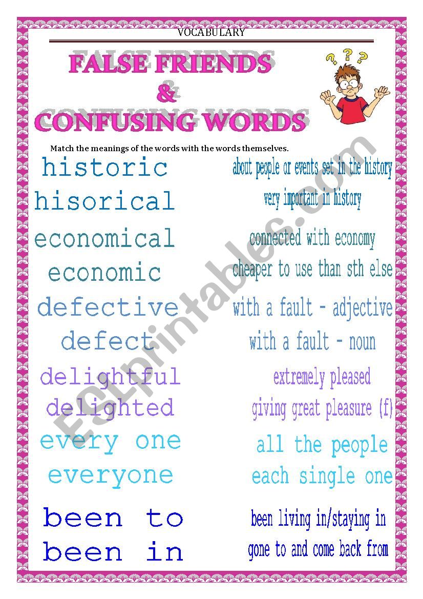 VOCABULARY - confusing words & false friends