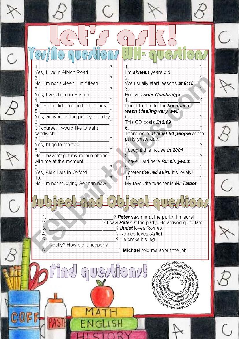 LetÂ´s ask! worksheet