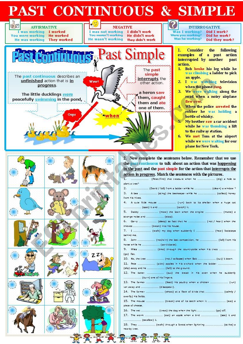 Grammar Rules PAST CONTINUOUS vs PAST SIMPLE + exercises