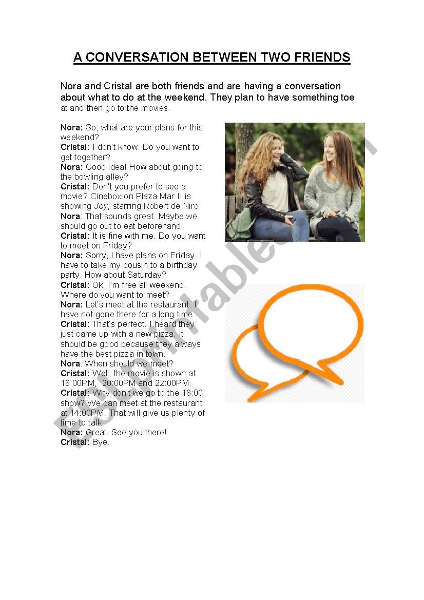 Role Play - Going out worksheet