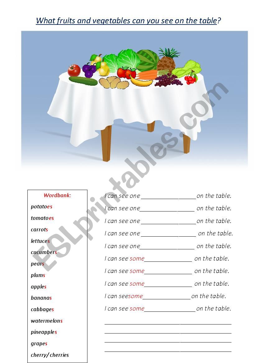 Fruit and Vegetables worksheet