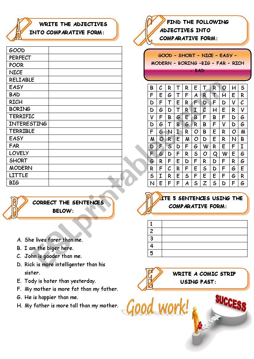 COMPARISONS FORM worksheet