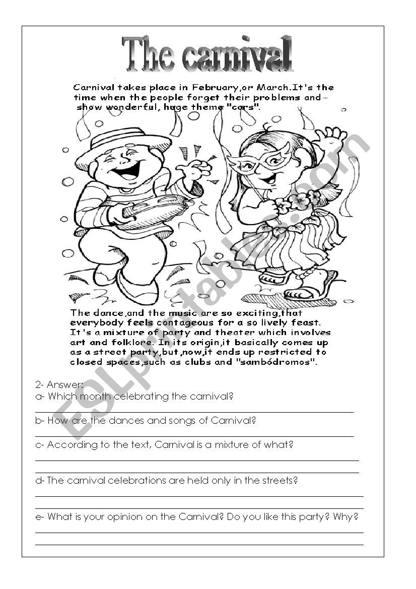 carnival worksheet