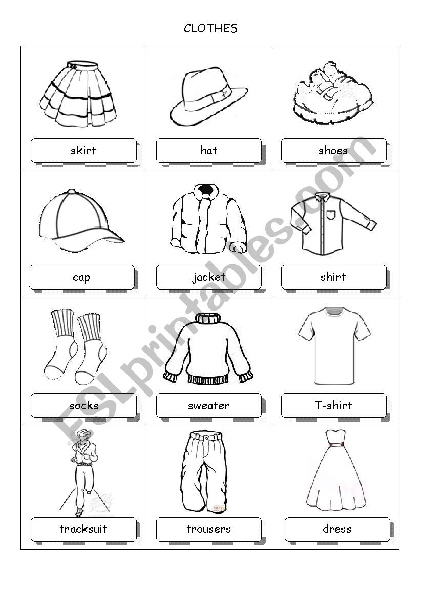 Minibook clothes worksheet