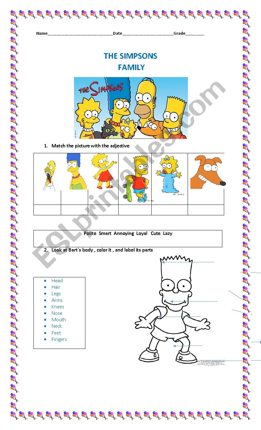 The Simpsons Family worksheet