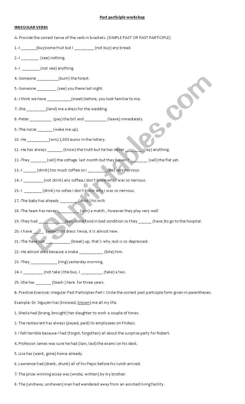 PRESENT PERFECT worksheet