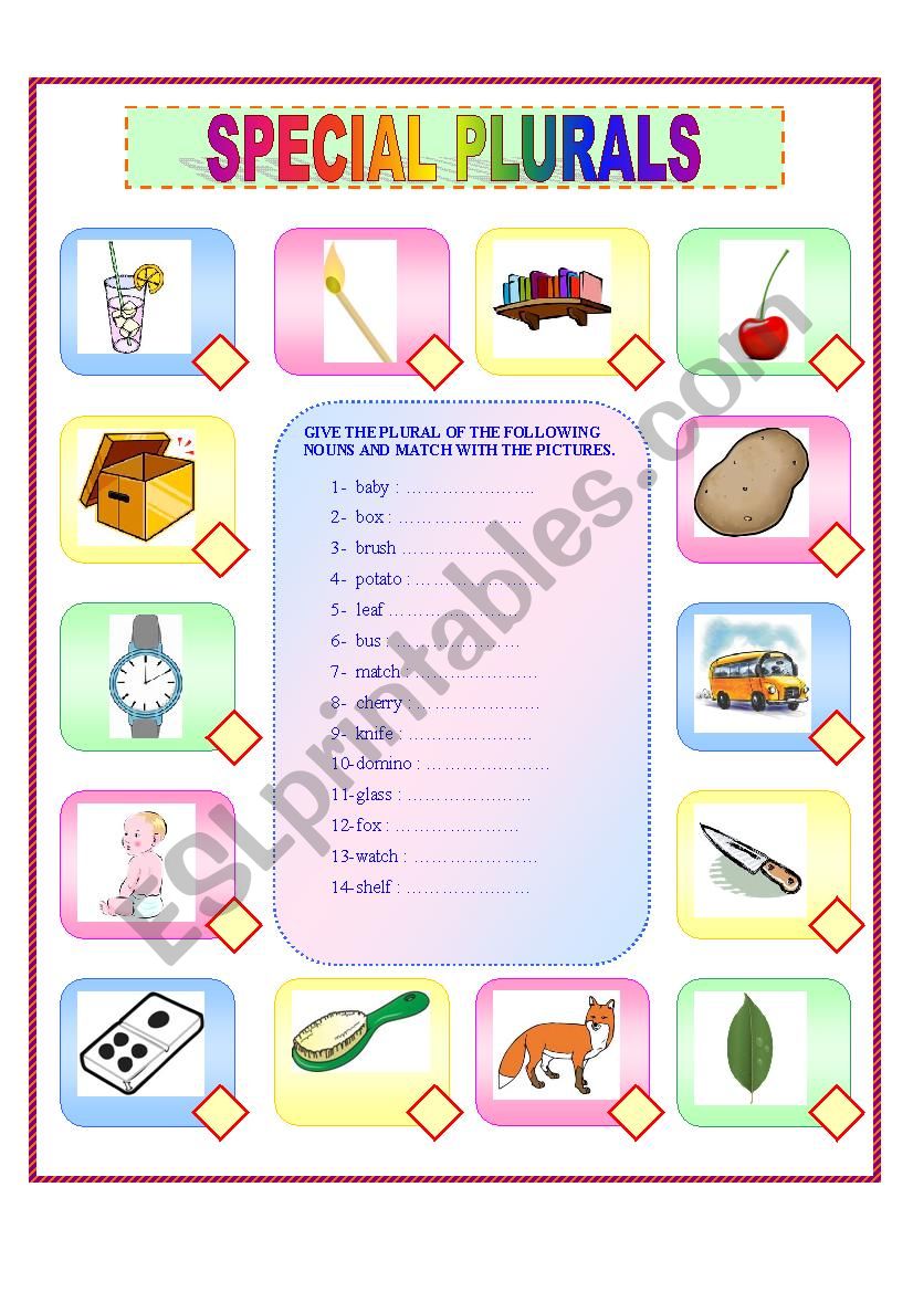 SPECIAL PLURALS worksheet