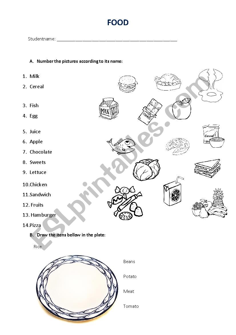 Food worksheet