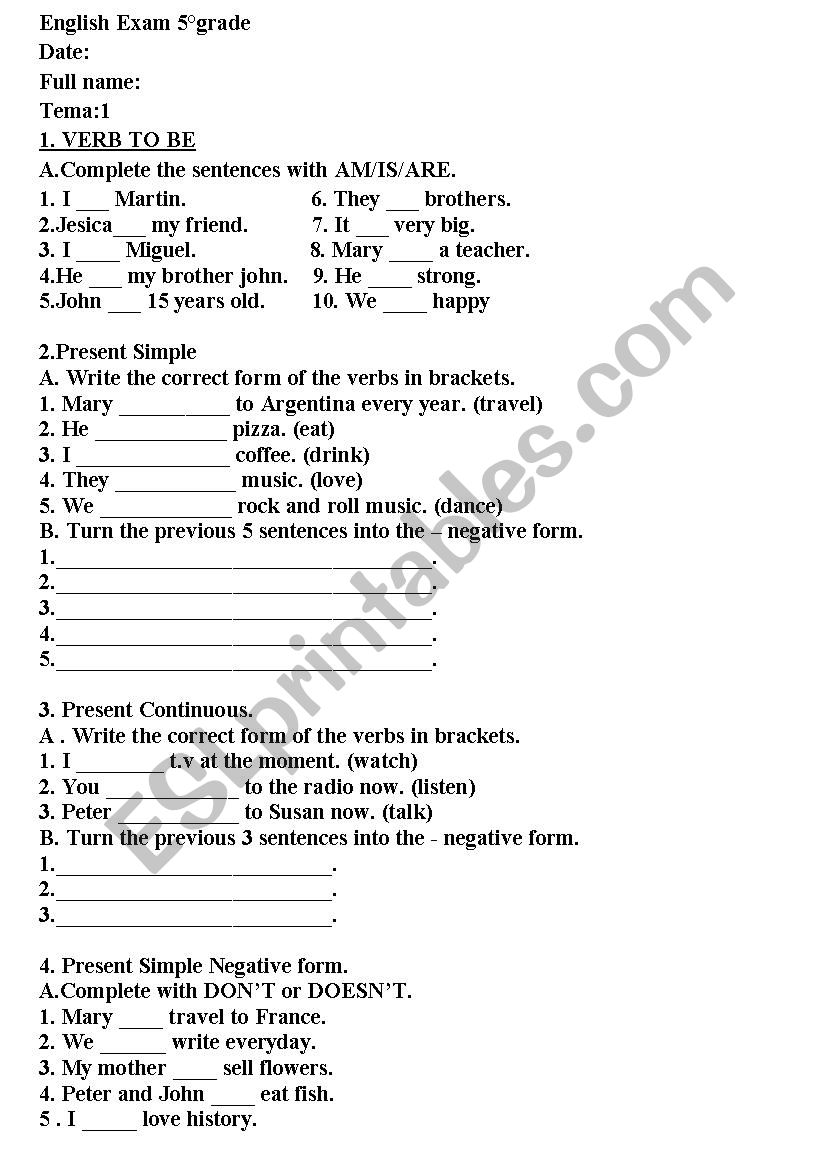 english exam present simple worksheet