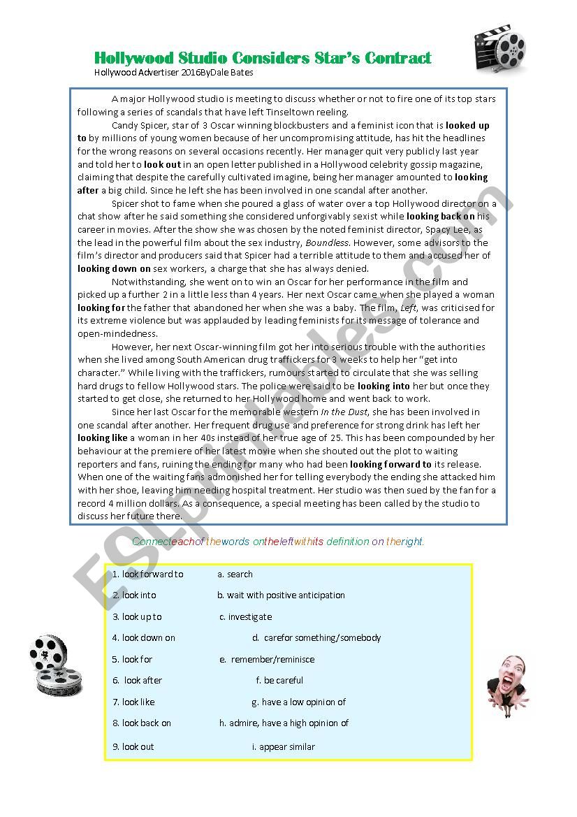 Phrasal Verbs with Look; Story and Debate