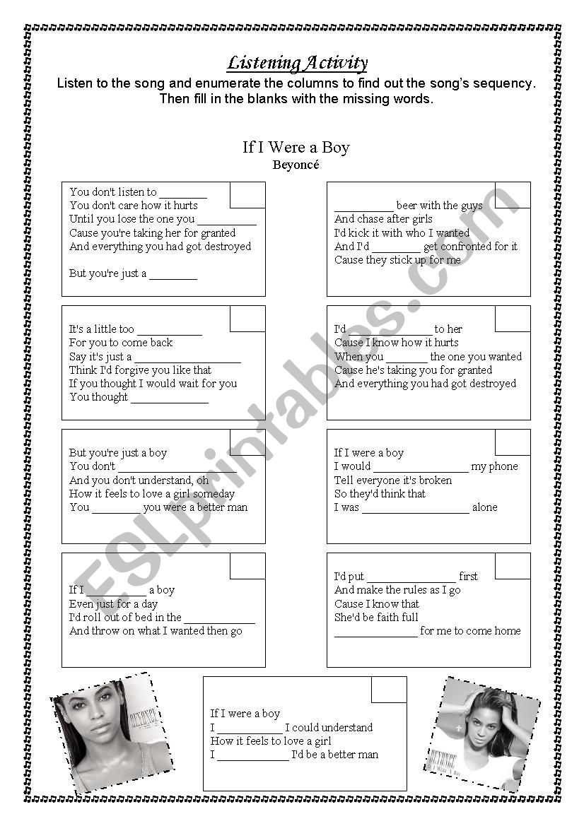 Song Activity - If I Were a Boy - Beyonc