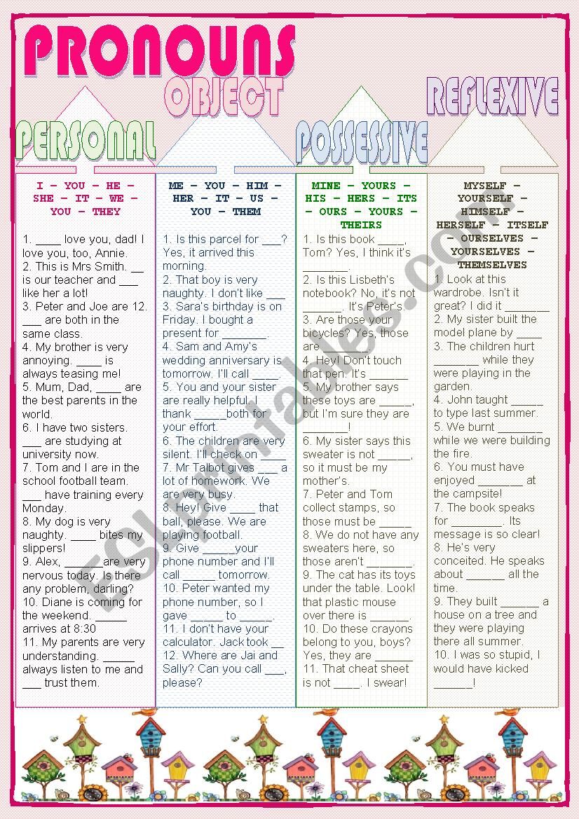 Pronouns worksheet