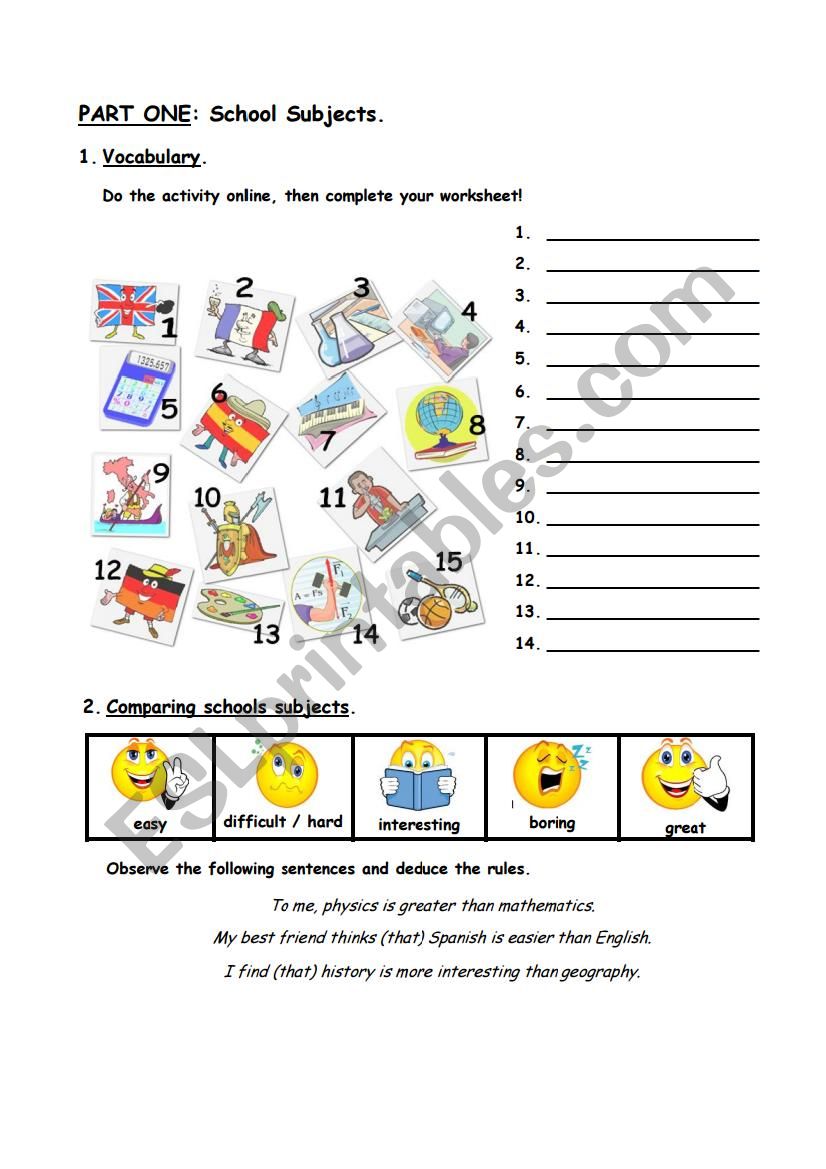 Degree of the adjectives worksheet