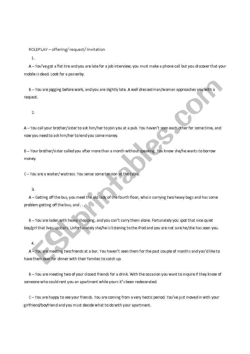 Modal Verbs Role play worksheet