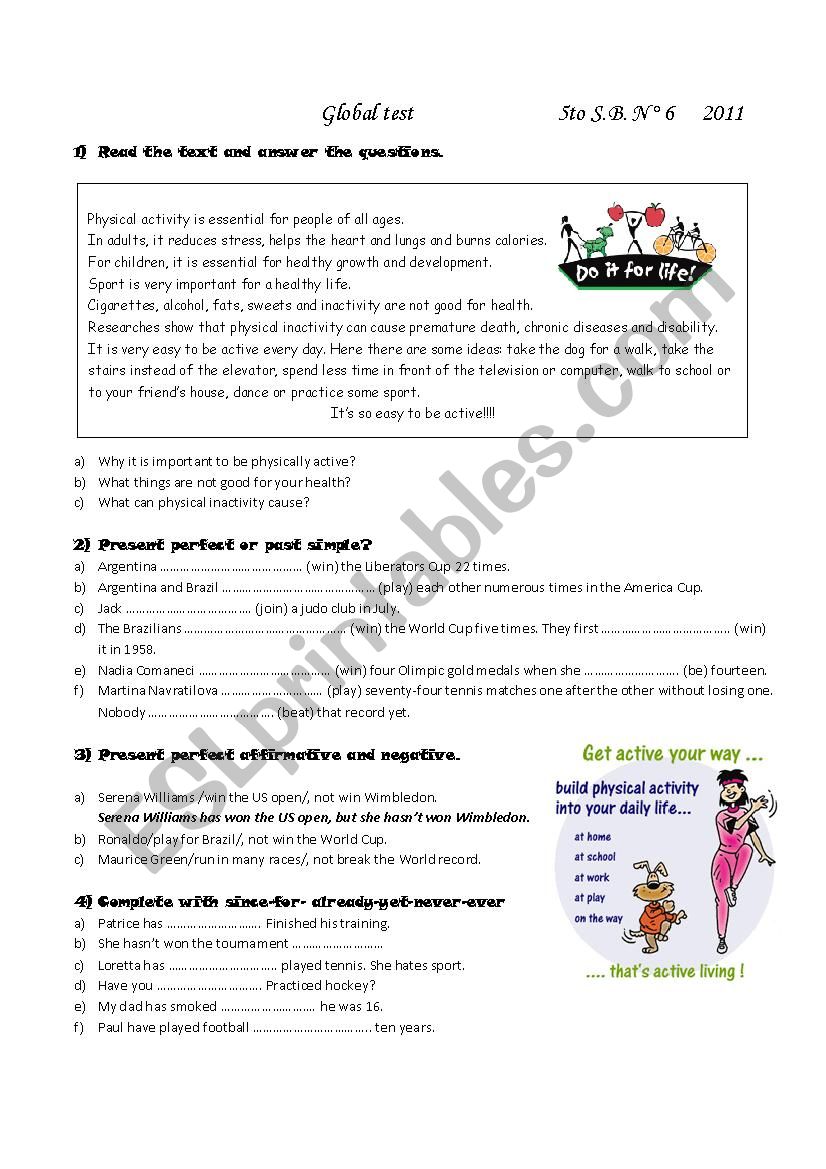 physical activity worksheet