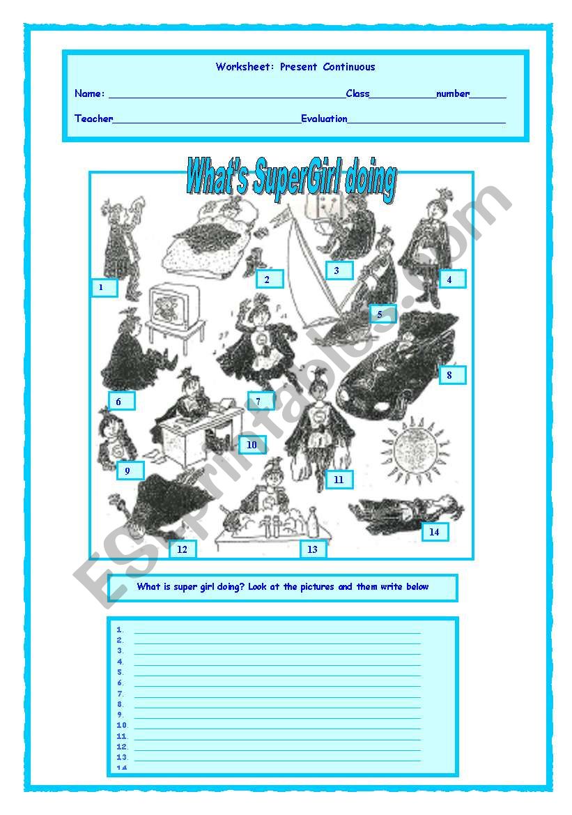 what is supergirl doing? worksheet