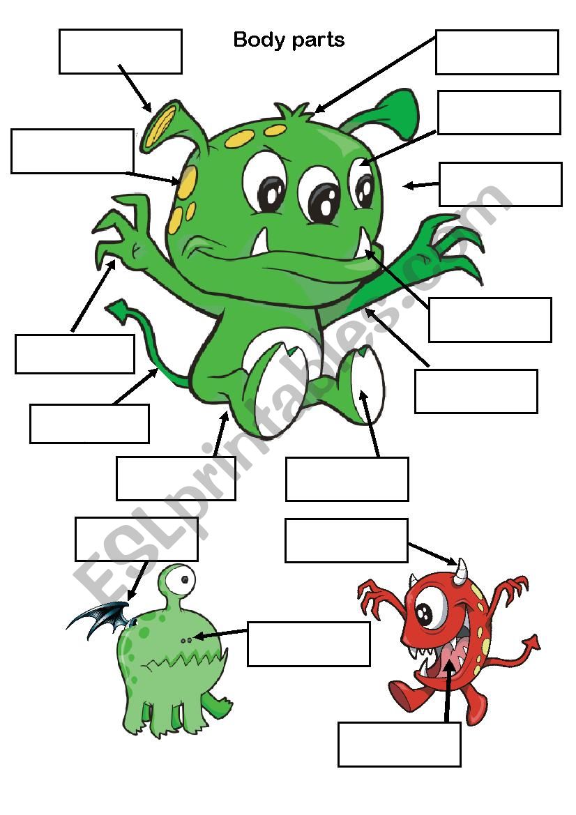 Monster body and head parts worksheet