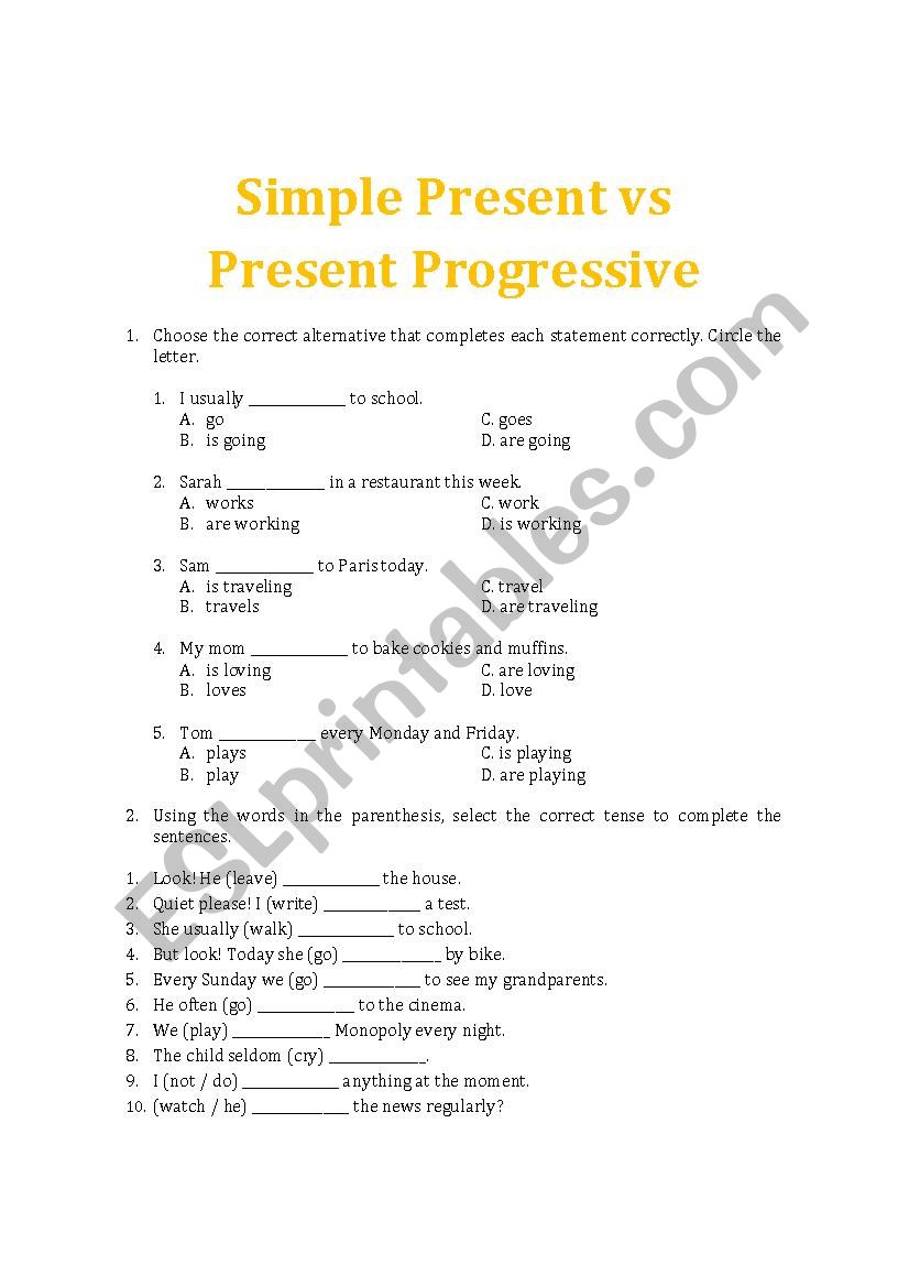 Simple Present vs Present Progressive