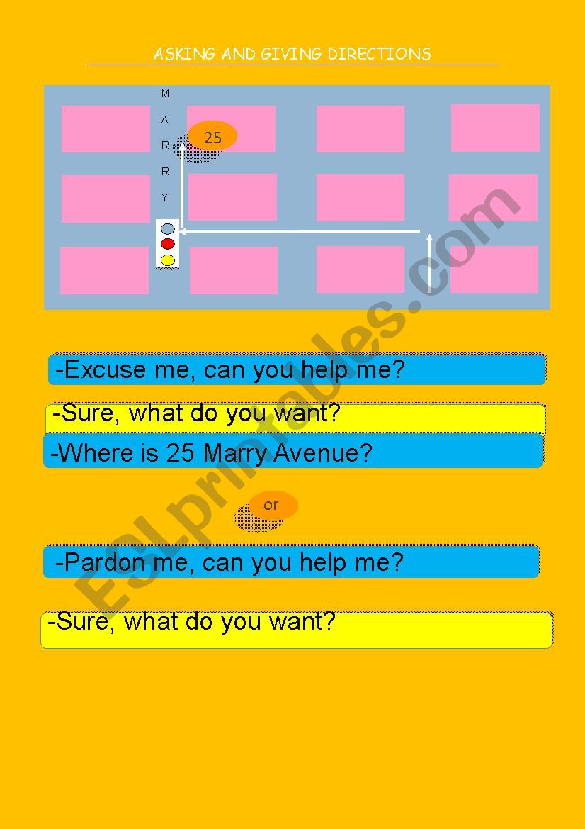 asking or giving directions worksheet