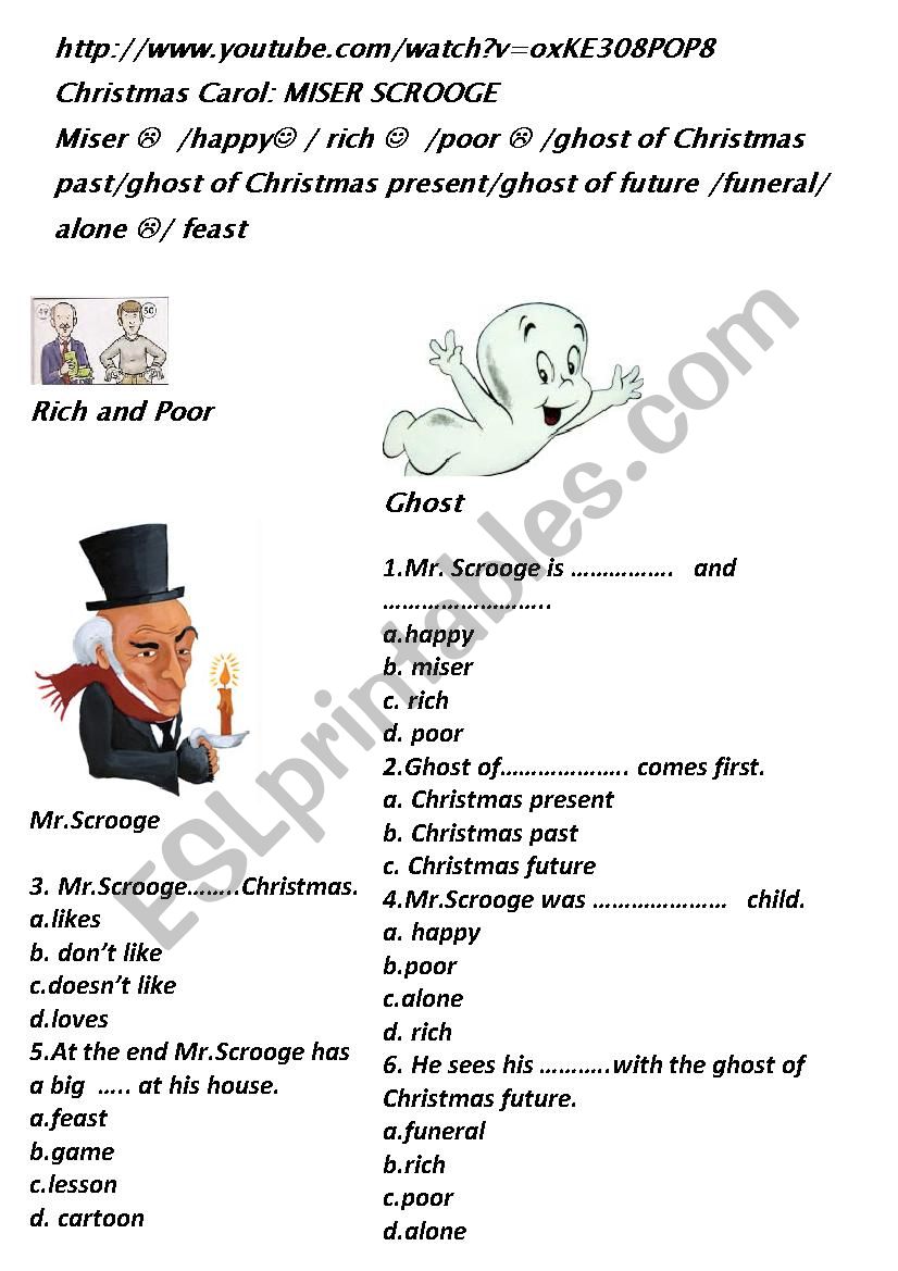 Christmas Carol cartoon activity