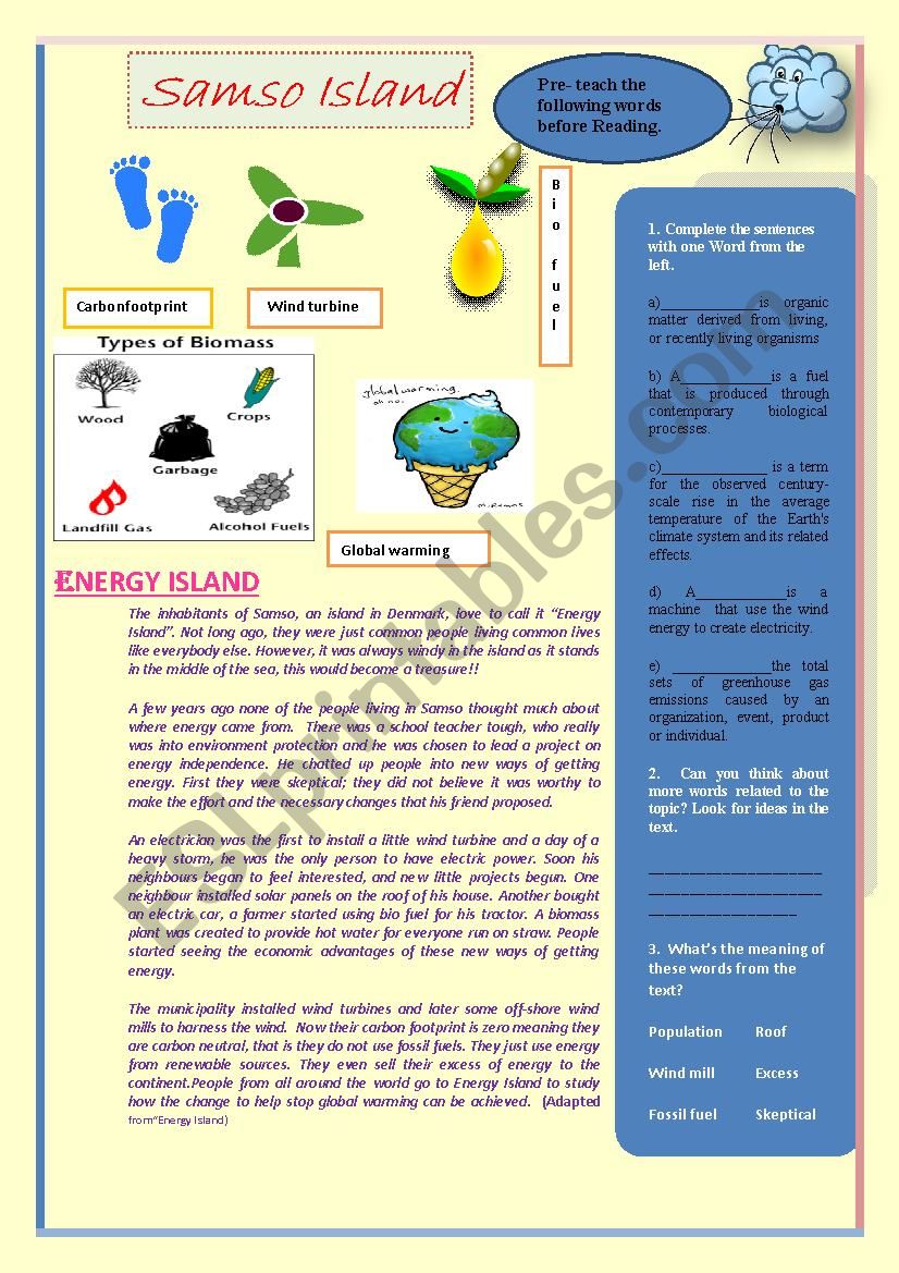 Energy Island worksheet