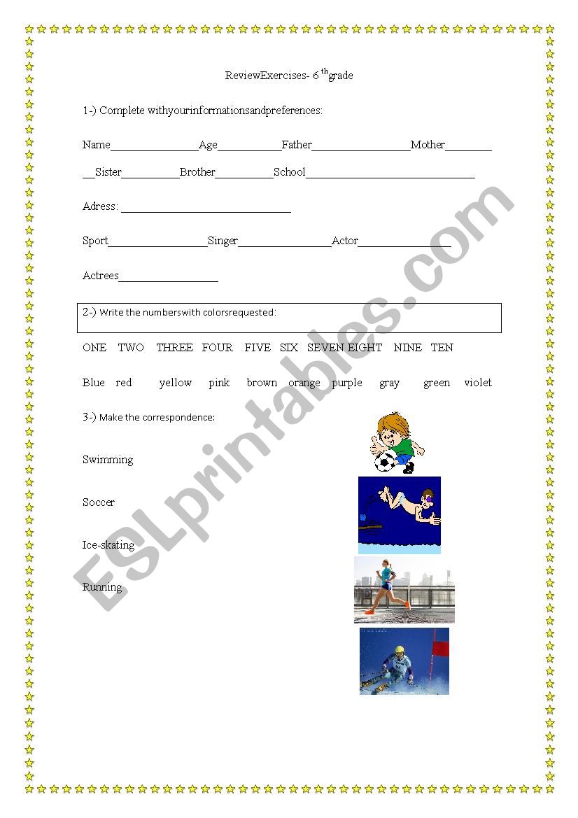 Review Exercise worksheet