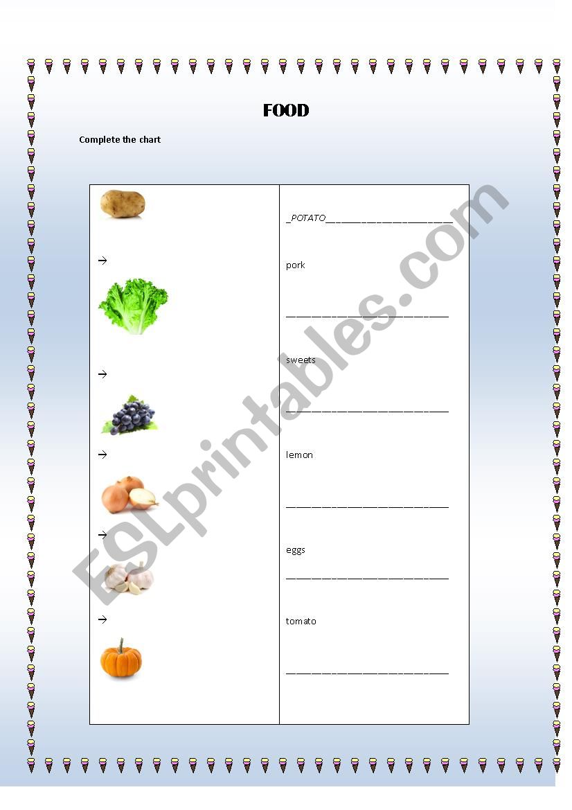 Food - ESL worksheet by elpibe