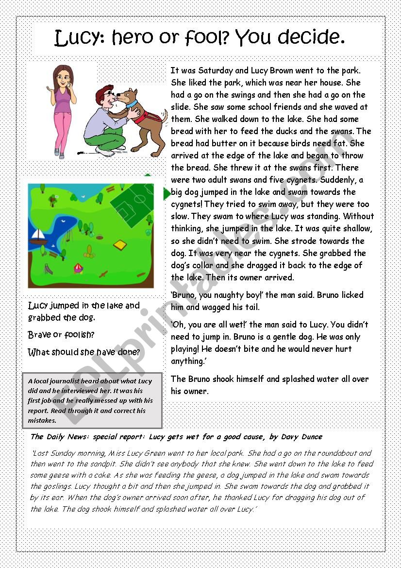 Is Lucy brave or silly? worksheet