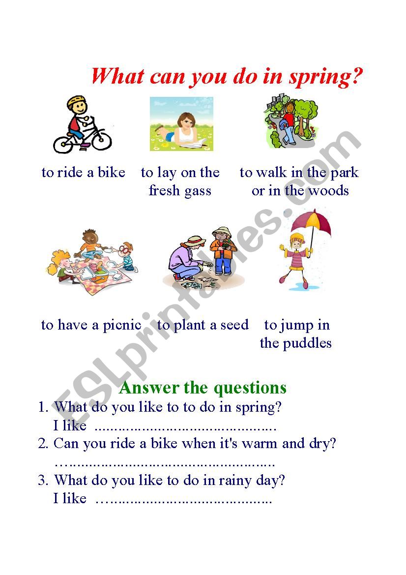 What can you do in spring? worksheet