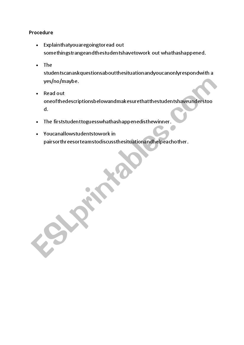 Black stories worksheet