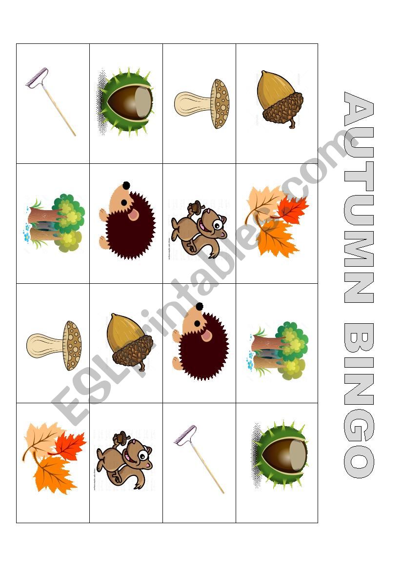 Autumn Bingo worksheet
