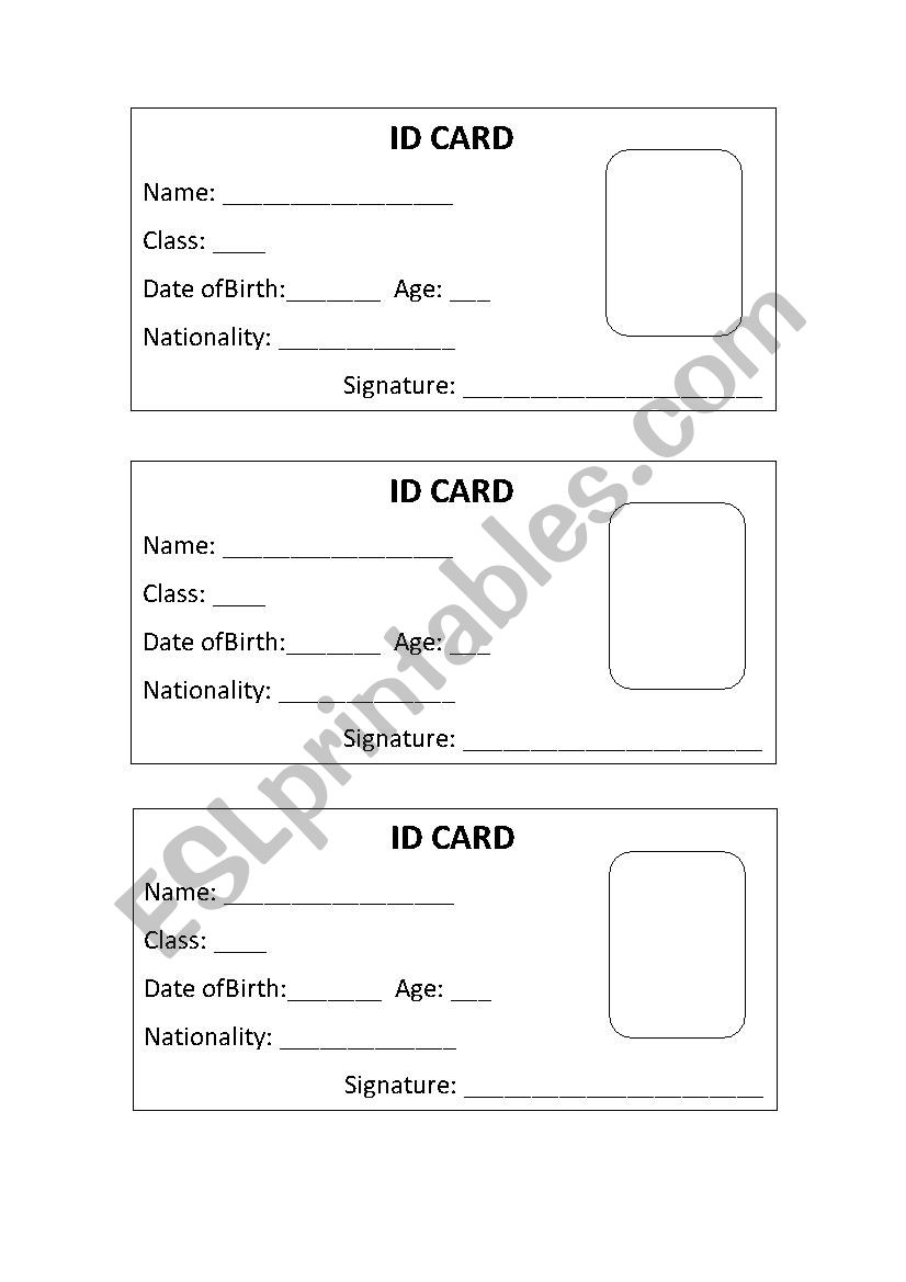 Simple ID CARD worksheet