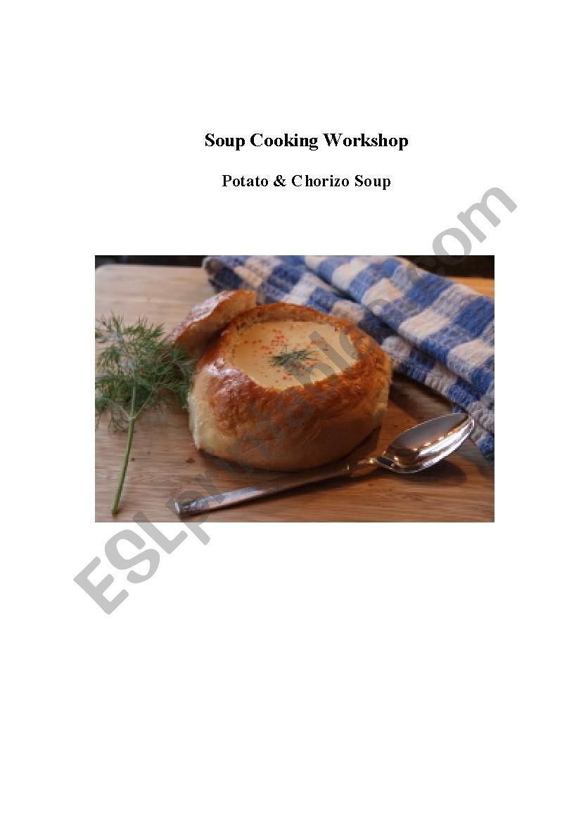 Potato and Chorizo Soup - a cooking verbs gap fill