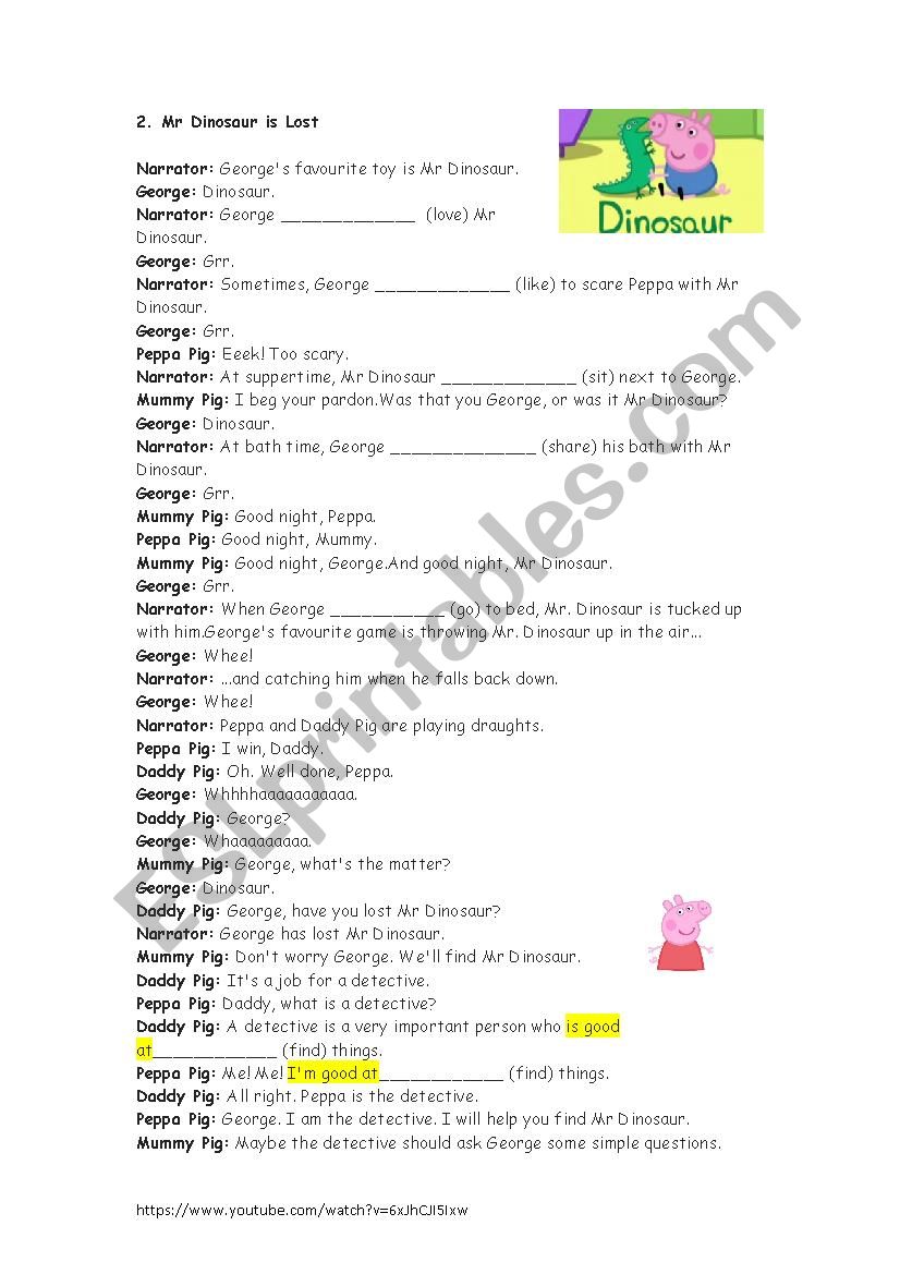 present simple peppa pig  worksheet