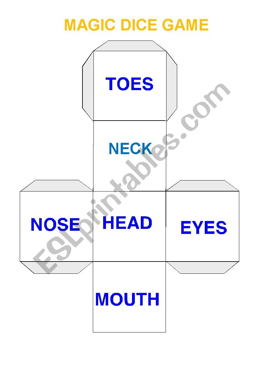 Editable Body Dice for Games worksheet