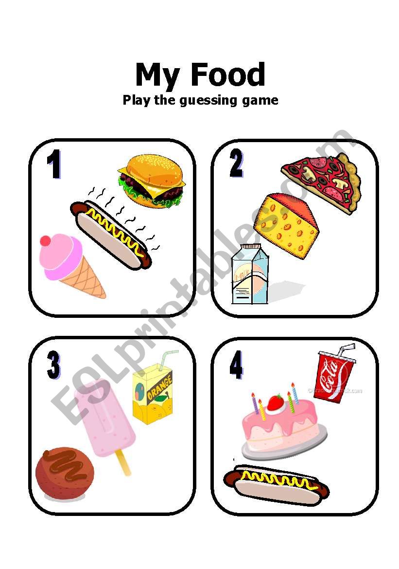 Guessing Game cards worksheet