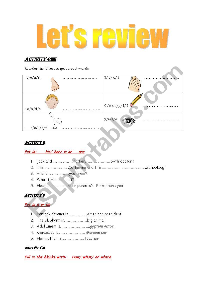 letÂ´s review worksheet