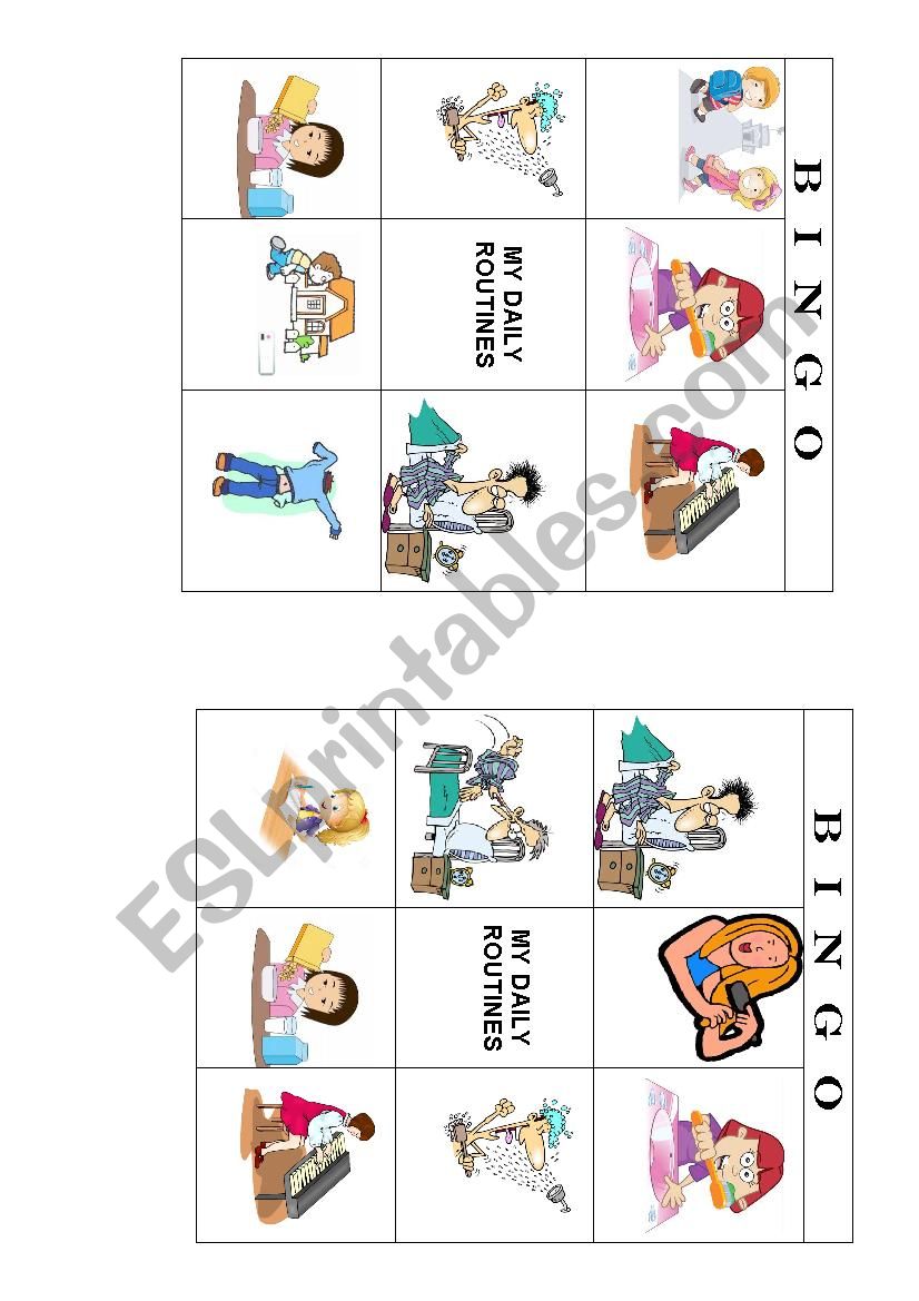 BINGO DAILY ROUTINES worksheet