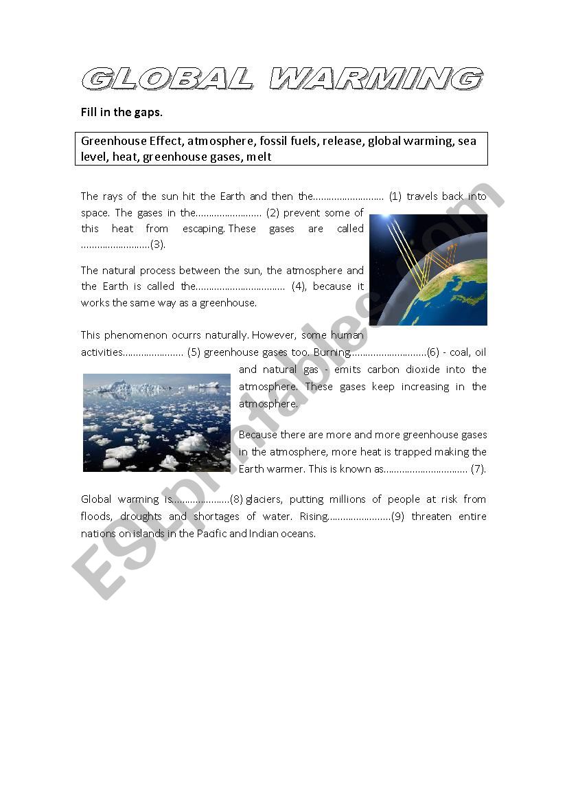 Global Warming Vocabulary worksheet