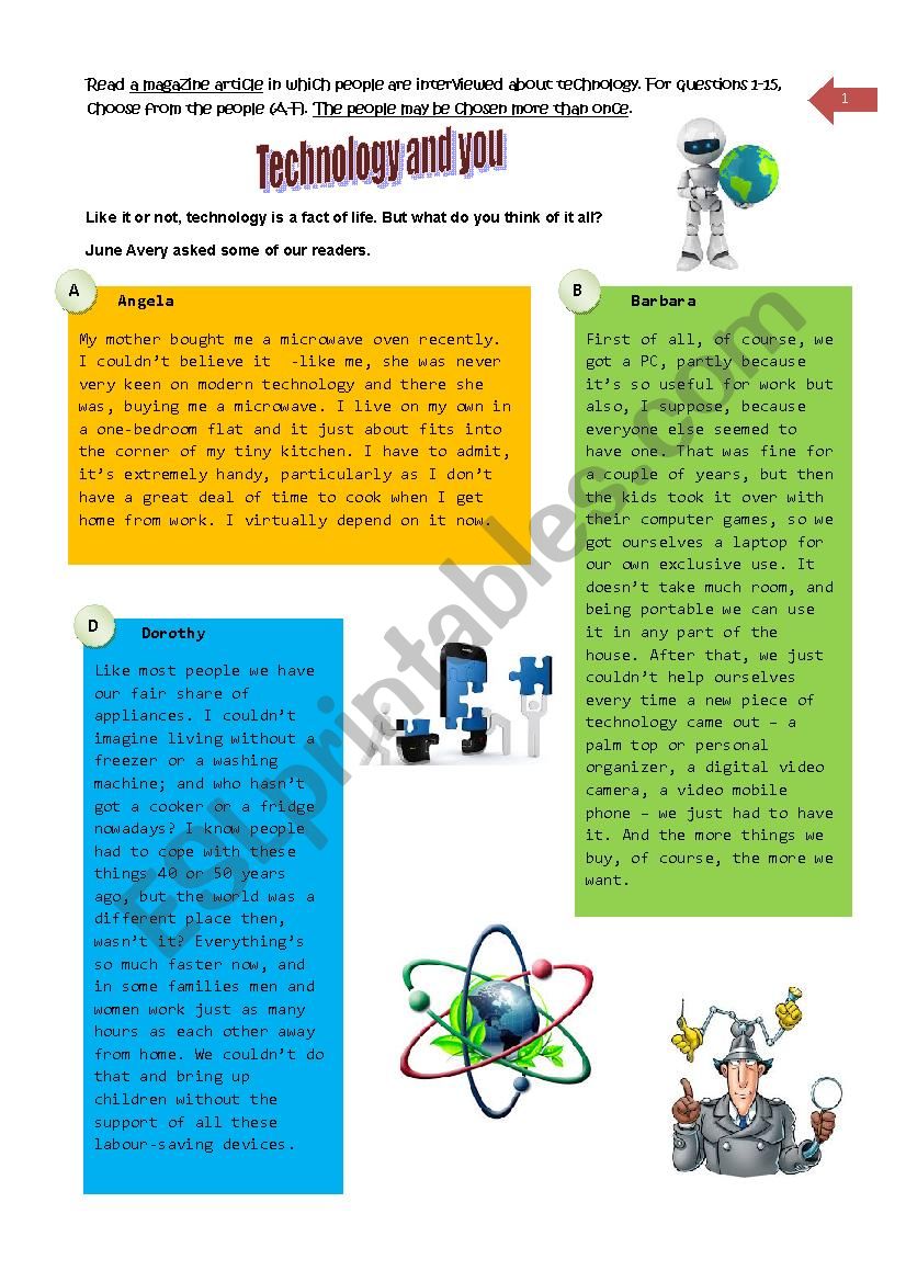 TECHNOLOGY AND YOU worksheet