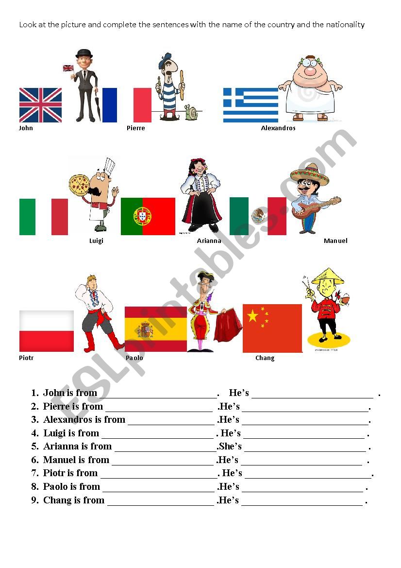 Countries & Nationalities worksheet