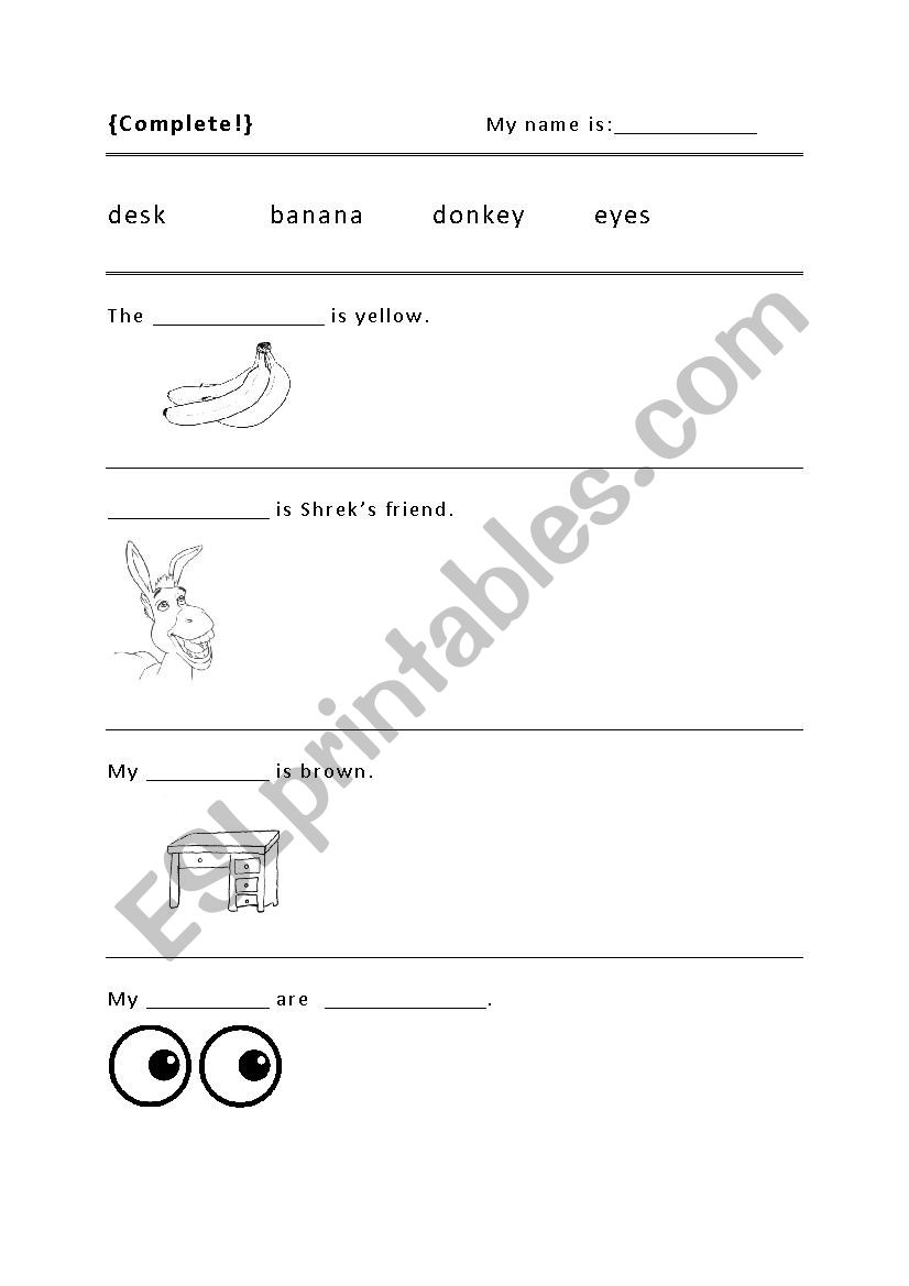 Complete the sentences worksheet