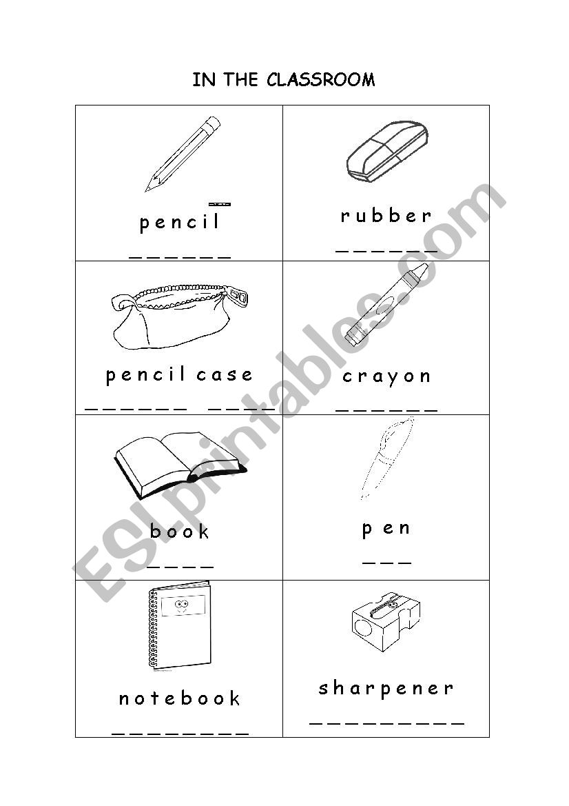 Colour Dictation Vocabulary - Classroom Things