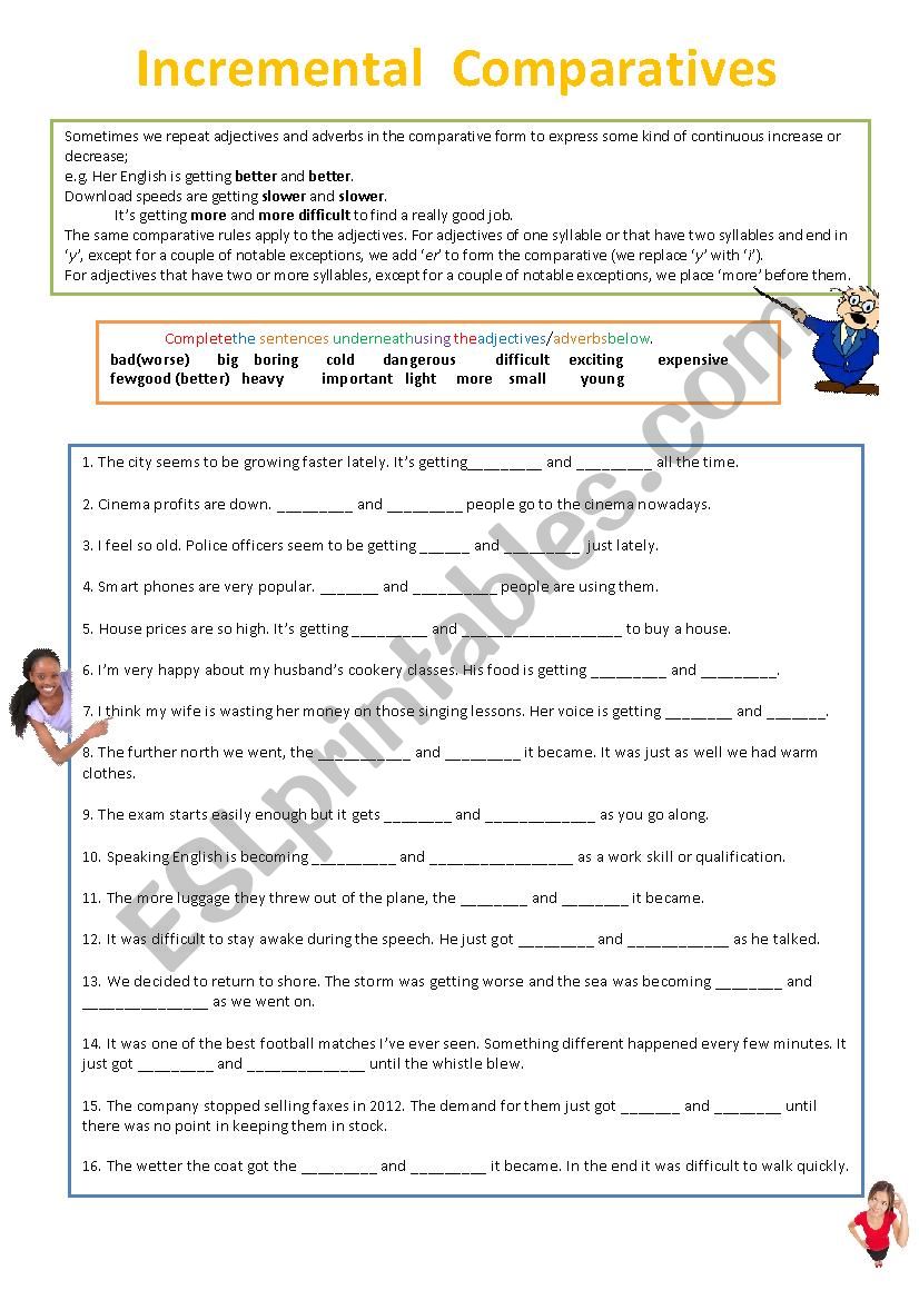 Incremental Comparatives worksheet