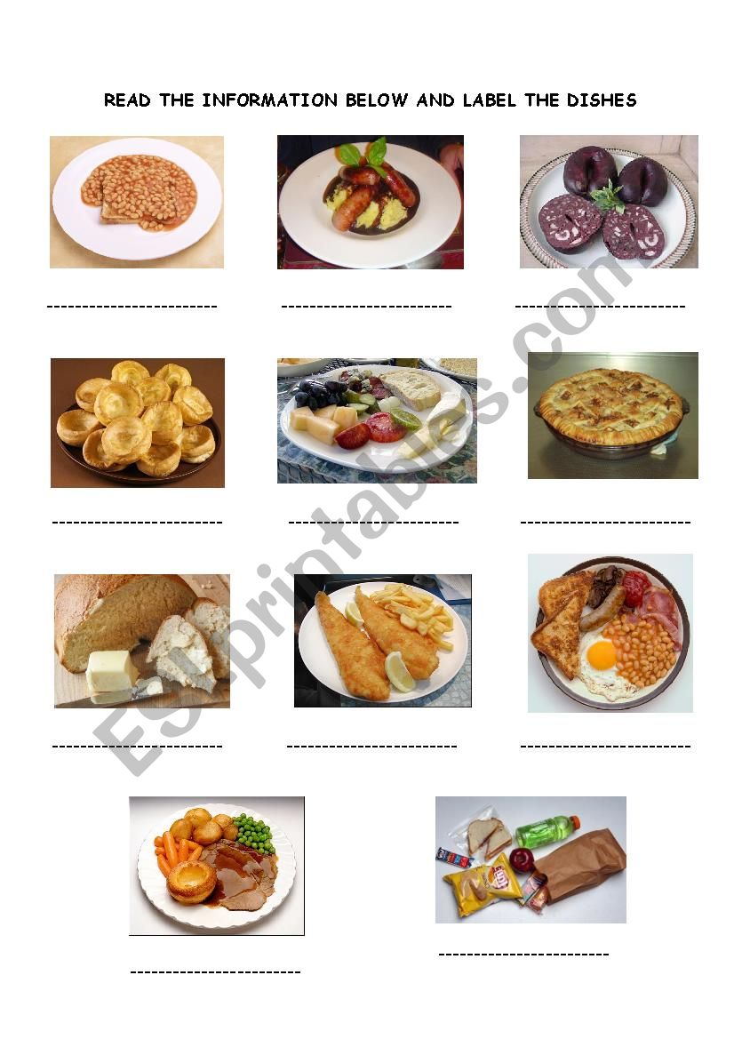 BRITISH FOOD worksheet